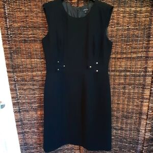 Tahari Arthur S. Levine Sheath Midi Dress 12 Black Office Work Capsule Neutral